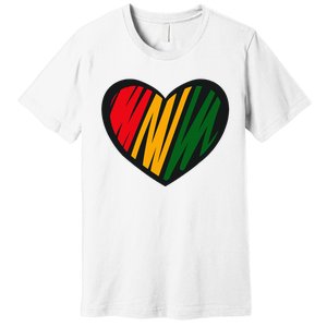 Black History Month Red Gold & Green Heart Premium T-Shirt