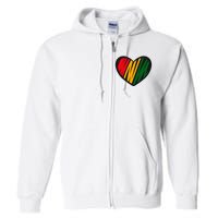 Black History Month Red Gold & Green Heart Full Zip Hoodie