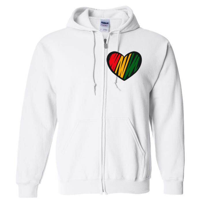 Black History Month Red Gold & Green Heart Full Zip Hoodie