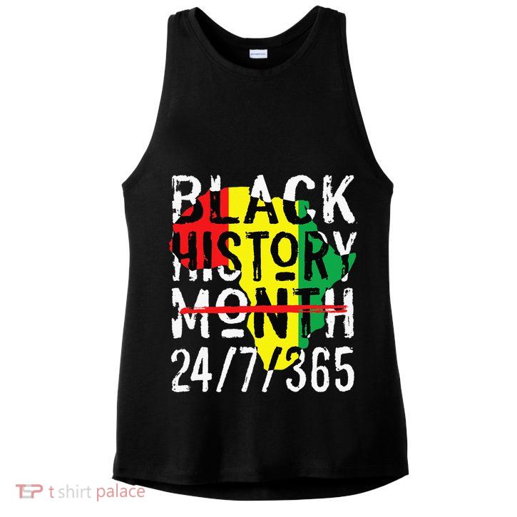 Black History Month 24/7/365 African Melanin Black Pride Ladies PosiCharge Tri-Blend Wicking Tank