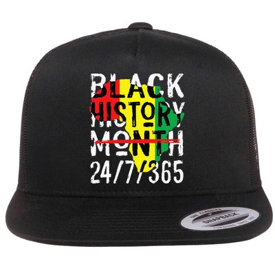 Black History Month 24/7/365 African Melanin Black Pride Flat Bill Trucker Hat