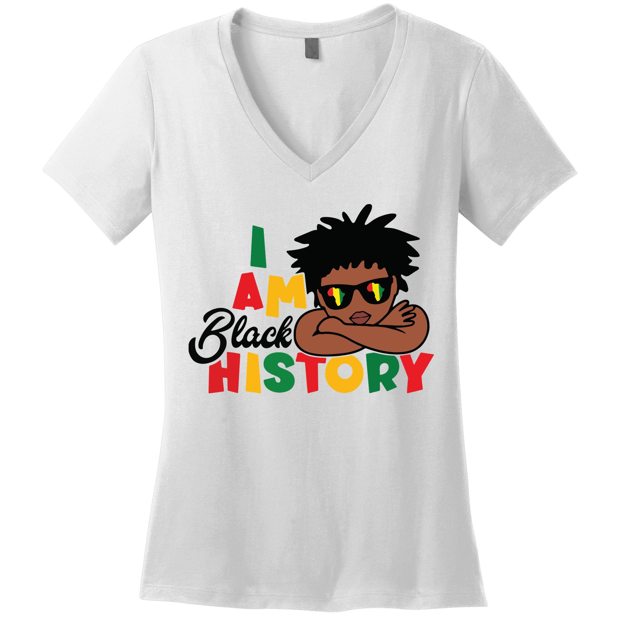 Black History Month Boy I Am African American Women's V-Neck T-Shirt
