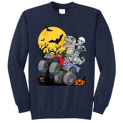 Boy Halloween Monster Truck Pumpkin Mummy Dinosaur T Rex Tall Sweatshirt