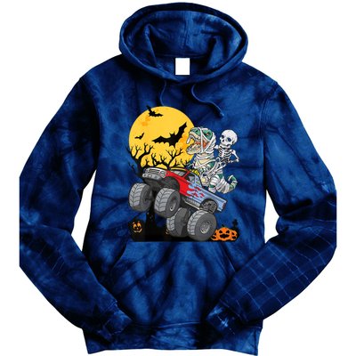 Boy Halloween Monster Truck Pumpkin Mummy Dinosaur T Rex Tie Dye Hoodie