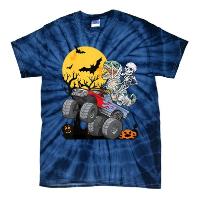 Boy Halloween Monster Truck Pumpkin Mummy Dinosaur T Rex Tie-Dye T-Shirt