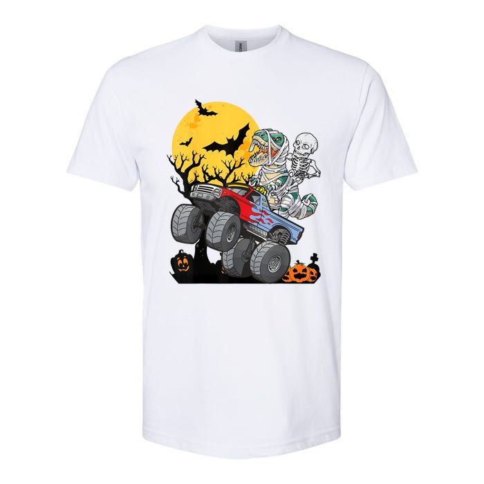 Boy Halloween Monster Truck Pumpkin Mummy Dinosaur T Rex Softstyle CVC T-Shirt