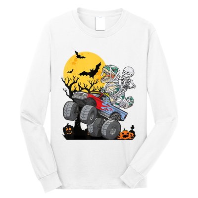 Boy Halloween Monster Truck Pumpkin Mummy Dinosaur T Rex Long Sleeve Shirt