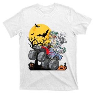 Boy Halloween Monster Truck Pumpkin Mummy Dinosaur T Rex T-Shirt