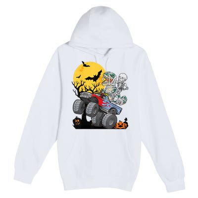 Boy Halloween Monster Truck Pumpkin Mummy Dinosaur T Rex Premium Pullover Hoodie