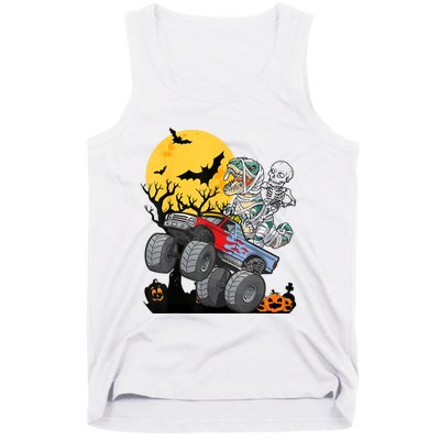 Boy Halloween Monster Truck Pumpkin Mummy Dinosaur T Rex Tank Top