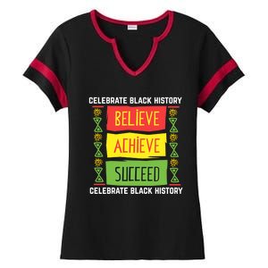 Black History Month Shirts Believe Achieve Succeed Gift Ladies Halftime Notch Neck Tee