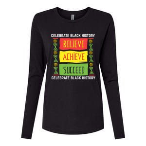 Black History Month Shirts Believe Achieve Succeed Gift Womens Cotton Relaxed Long Sleeve T-Shirt