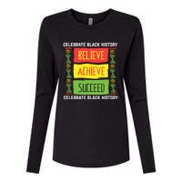 Black History Month Shirts Believe Achieve Succeed Gift Womens Cotton Relaxed Long Sleeve T-Shirt