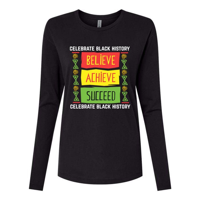 Black History Month Shirts Believe Achieve Succeed Gift Womens Cotton Relaxed Long Sleeve T-Shirt