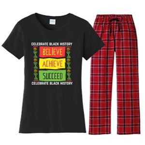 Black History Month Shirts Believe Achieve Succeed Gift Women's Flannel Pajama Set