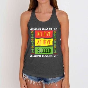 Black History Month Shirts Believe Achieve Succeed Gift Women's Knotted Racerback Tank