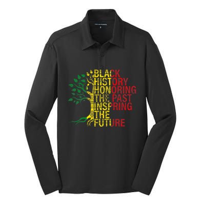 Black History Month Honoring Past Inspiring Future Silk Touch Performance Long Sleeve Polo