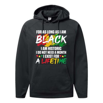 Black History Month For As Long As I Am Black I Am Historic Performance Fleece Hoodie