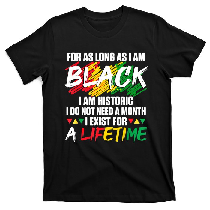 Black History Month For As Long As I Am Black I Am Historic T-Shirt