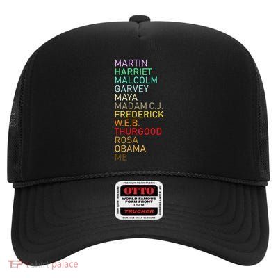 Black History Month Black LeaderS High Crown Mesh Back Trucker Hat