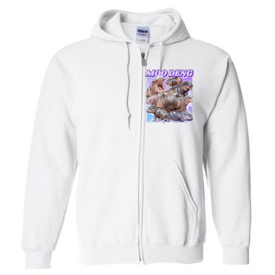 Baby Hippo Moo Deng Full Zip Hoodie