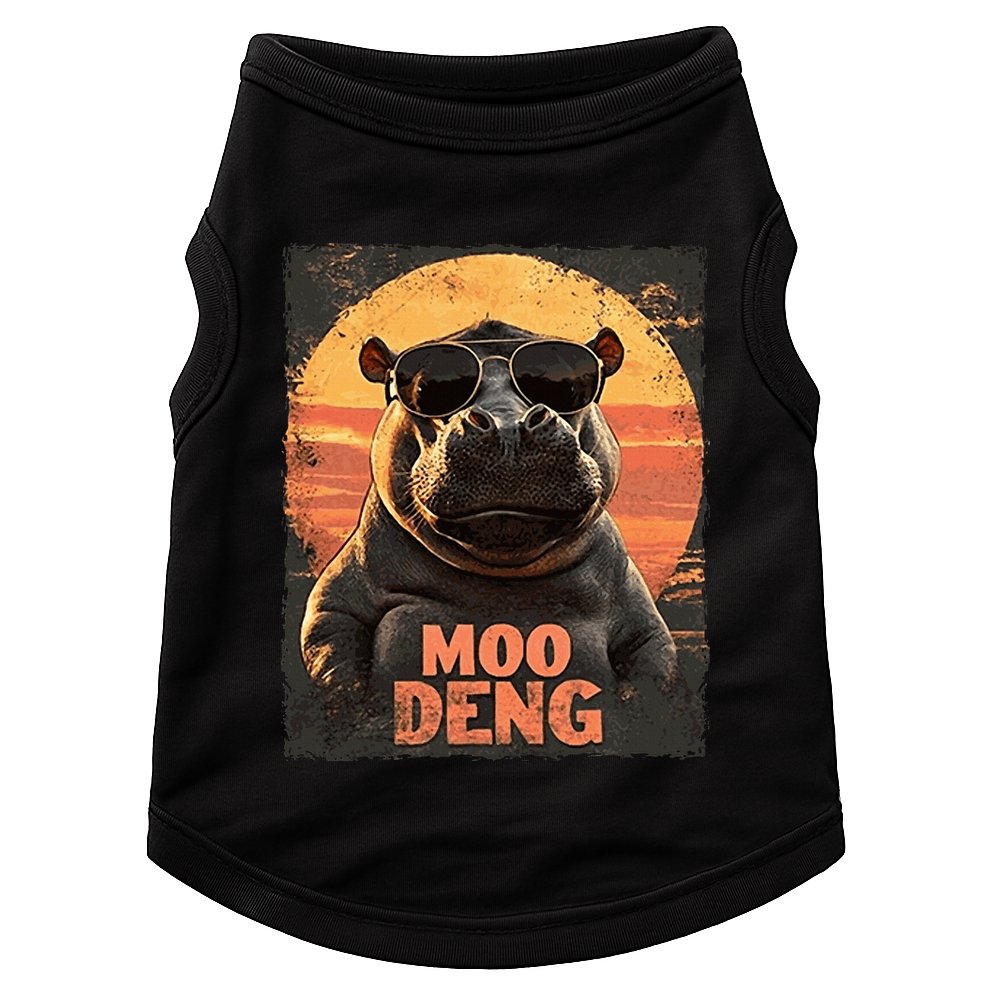 Baby Hippo Moo Deng Sunglasess Vintage Retro Doggie Tank