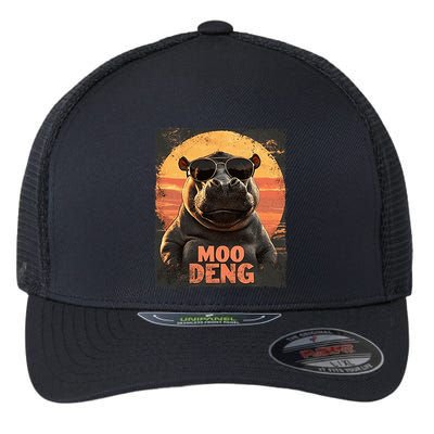 Baby Hippo Moo Deng Sunglasess Vintage Retro Flexfit Unipanel Trucker Cap