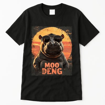 Baby Hippo Moo Deng Sunglasess Vintage Retro Tall T-Shirt