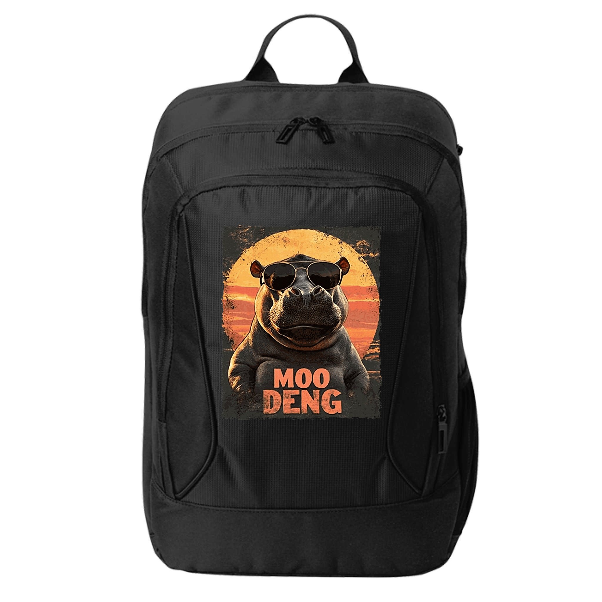 Baby Hippo Moo Deng Sunglasess Vintage Retro City Backpack