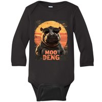 Baby Hippo Moo Deng Sunglasess Vintage Retro Baby Long Sleeve Bodysuit