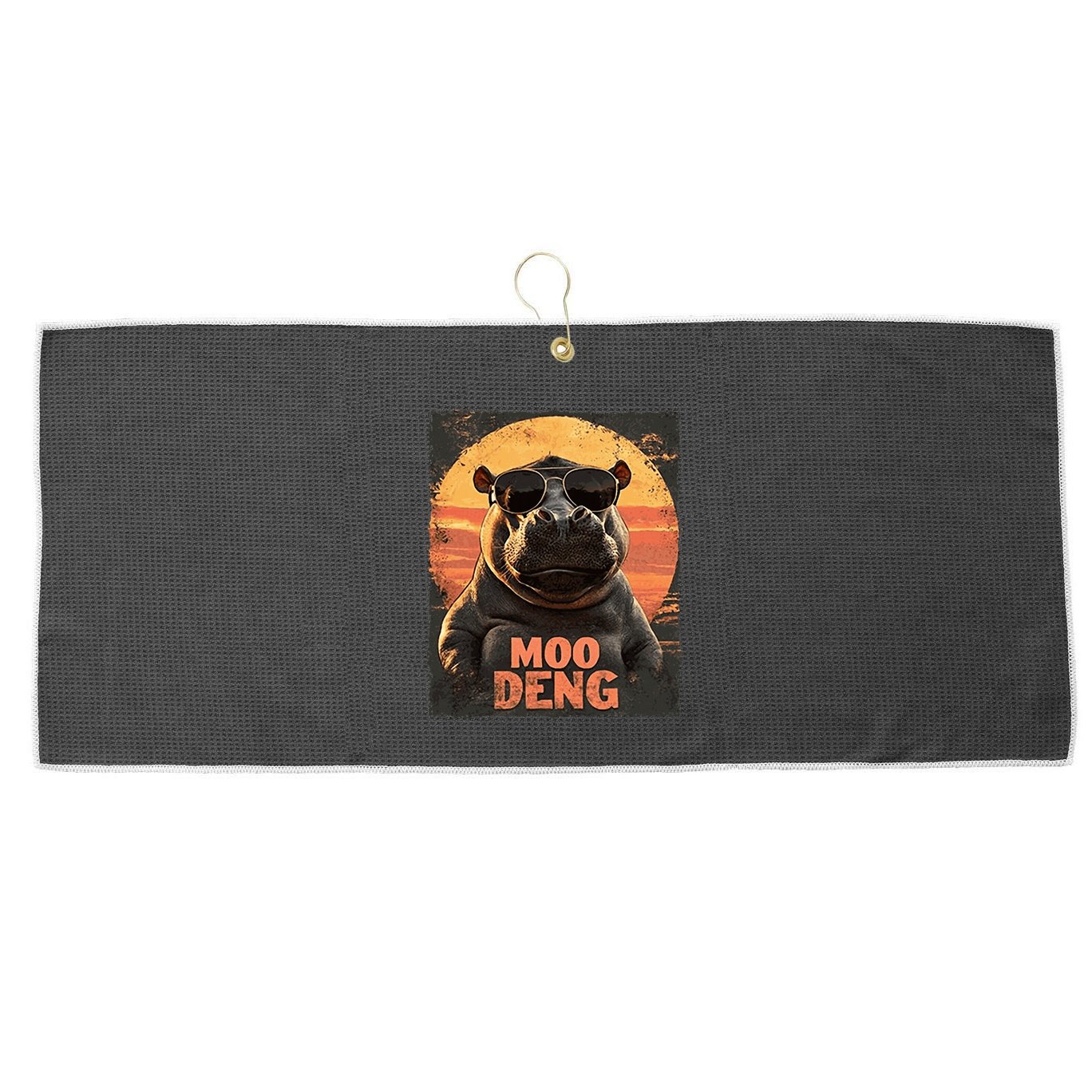 Baby Hippo Moo Deng Sunglasess Vintage Retro Large Microfiber Waffle Golf Towel