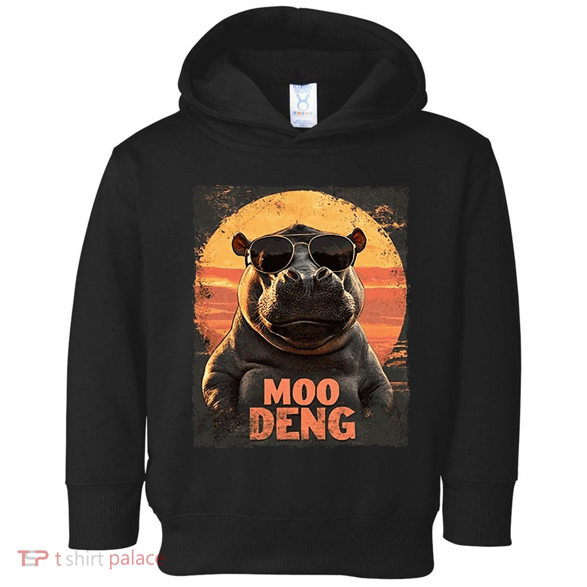 Baby Hippo Moo Deng Sunglasess Vintage Retro Toddler Hoodie