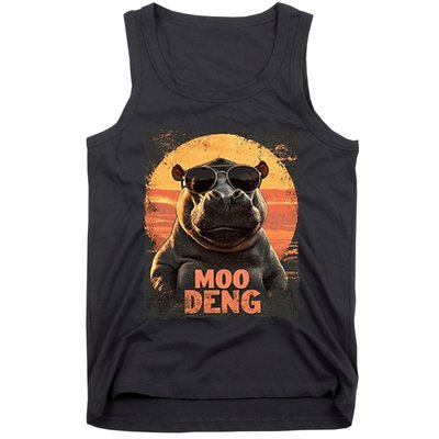 Baby Hippo Moo Deng Sunglasess Vintage Retro Tank Top