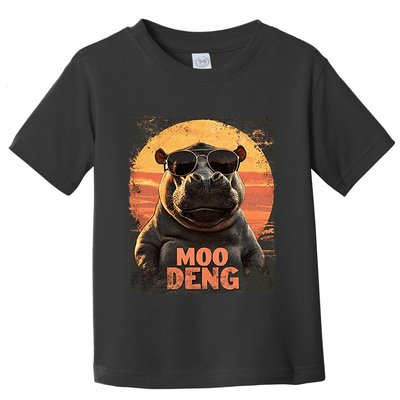 Baby Hippo Moo Deng Sunglasess Vintage Retro Toddler T-Shirt