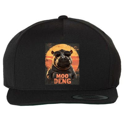 Baby Hippo Moo Deng Sunglasess Vintage Retro Wool Snapback Cap