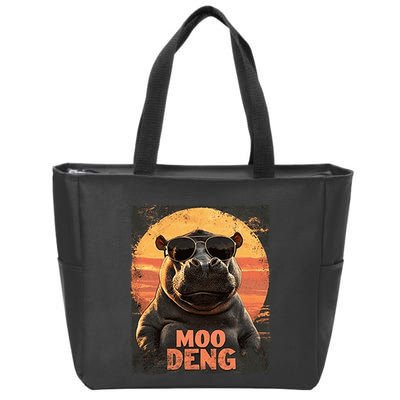 Baby Hippo Moo Deng Sunglasess Vintage Retro Zip Tote Bag