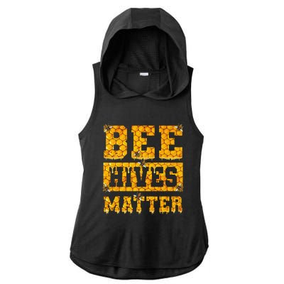 Bee Hives Matter Climate Change Earth Day Ladies PosiCharge Tri-Blend Wicking Draft Hoodie Tank