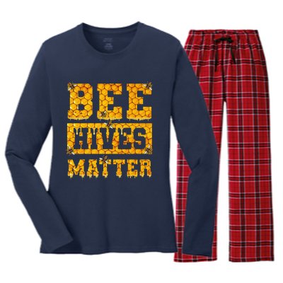 Bee Hives Matter Climate Change Earth Day Women's Long Sleeve Flannel Pajama Set 