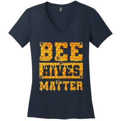 Bee Hives Matter Climate Change Earth Day Women's V-Neck T-Shirt