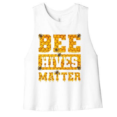 Bee Hives Matter Climate Change Earth Day Women's Racerback Cropped Tank