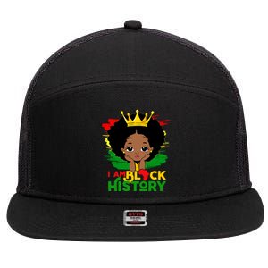 Black History Month Shirts Black Melanin Girl I Am Black History 7 Panel Mesh Trucker Snapback Hat