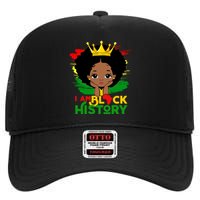 Black History Month Shirts Black Melanin Girl I Am Black History High Crown Mesh Back Trucker Hat