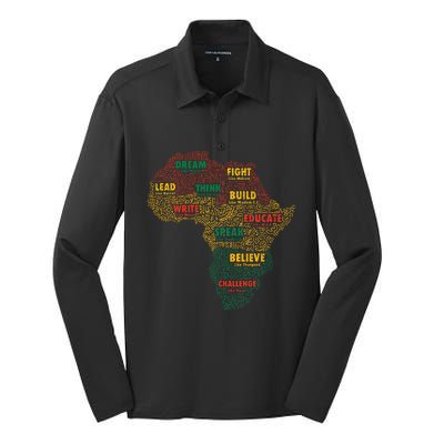 Black History Month African American Juneteenth Celebrations Silk Touch Performance Long Sleeve Polo