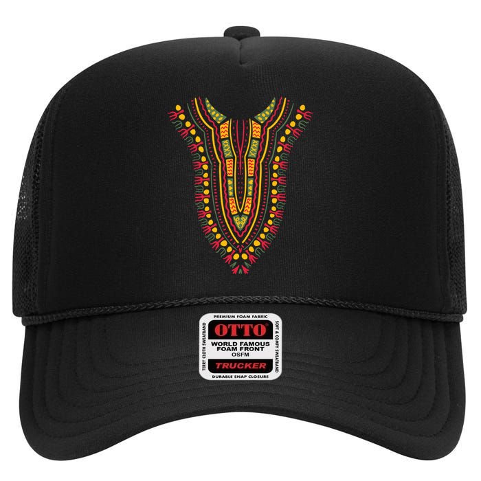 Black History Month Shirts Dashiki Print Kente Traditional Ethnic Pride African High Crown Mesh Back Trucker Hat