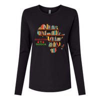 Black History Month Education Is Freedom Book Reader Womens Cotton Relaxed Long Sleeve T-Shirt