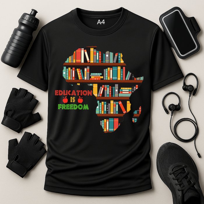 Black History Month Education Is Freedom Book Reader Cooling Performance Crew T-Shirt