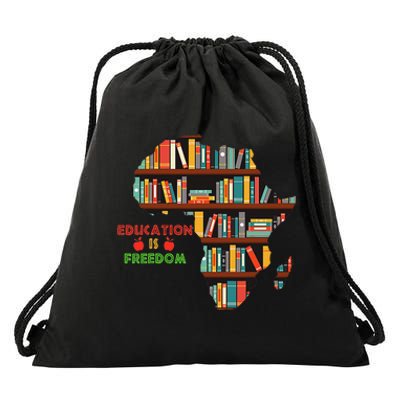 Black History Month Education Is Freedom Book Reader Drawstring Bag