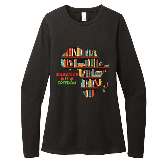 Black History Month Education Is Freedom Book Reader Womens CVC Long Sleeve Shirt