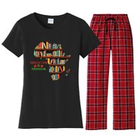 Black History Month Education Is Freedom Book Reader Women's Flannel Pajama Set