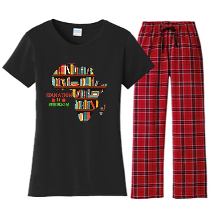 Black History Month Education Is Freedom Book Reader Women's Flannel Pajama Set